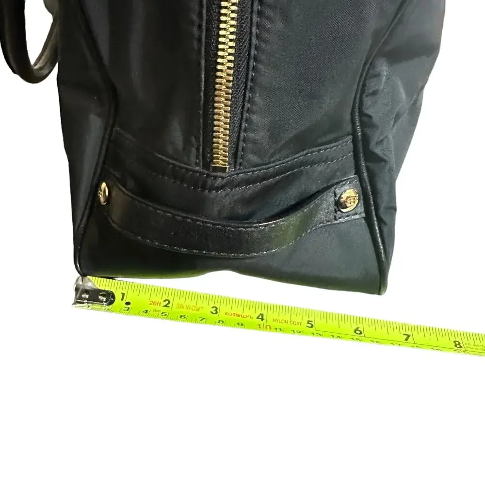 Kate Spade Nylon Shoulder Bag Purse Small Black Travel Tote Leather Trim